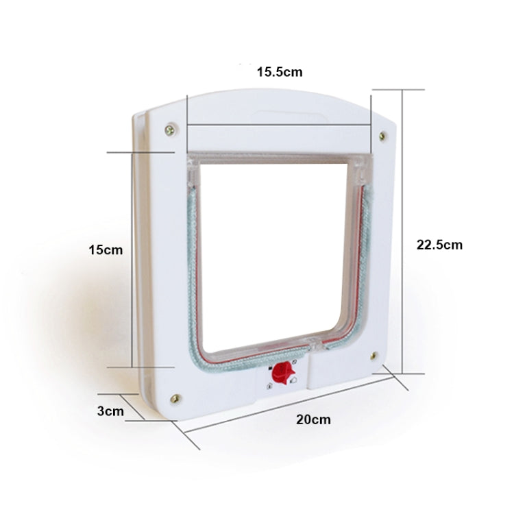 Cat / Small-scale Dog Friendly Transparent Flap, Universal 4 Way Locking, White