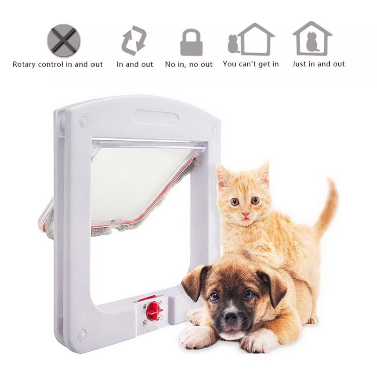 Cat / Small-scale Dog Friendly Transparent Flap, Universal 4 Way Locking, White