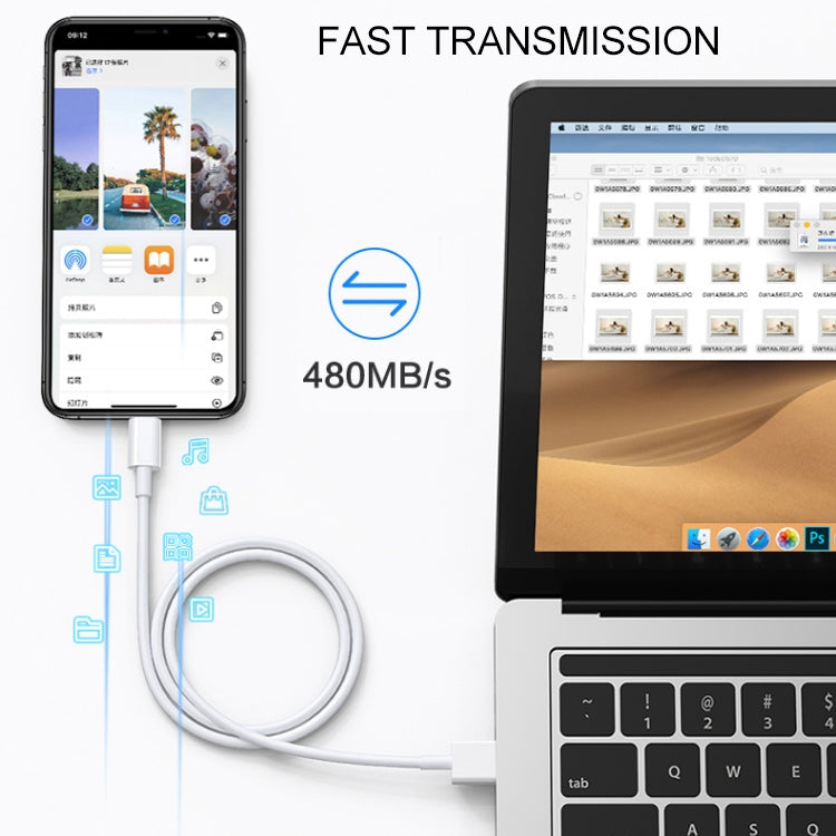 USB to 8 Pin Sync Data / Charging Cable, Cable Length: 1m