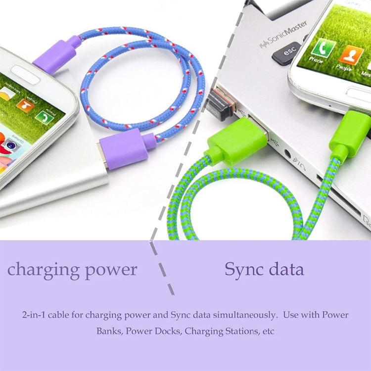 كابل شحن ونقل بيانات USB 8 دبابيس بطول 1م بنمط شبكة نايلون لأجهزة iPhone و iPad