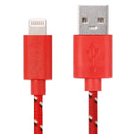 كابل شحن ونقل بيانات USB 8 دبابيس بطول 1م بنمط شبكة نايلون لأجهزة iPhone و iPad