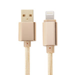 كابل مزامنة بيانات وشحن 8 دبابيس إلى USB برأس معدني بنمط منسوج بطول 1م لأيفون، آيباد