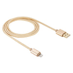 كابل مزامنة بيانات وشحن 8 دبابيس إلى USB برأس معدني بنمط منسوج بطول 1م لأيفون، آيباد