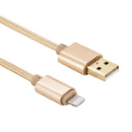 كابل مزامنة بيانات وشحن 8 دبابيس إلى USB برأس معدني بنمط منسوج بطول 1م لأيفون، آيباد