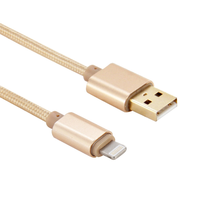 كابل مزامنة بيانات وشحن 8 دبابيس إلى USB برأس معدني بنمط منسوج بطول 1م لأيفون، آيباد