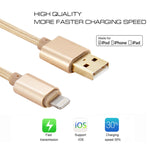 كابل مزامنة بيانات وشحن 8 دبابيس إلى USB برأس معدني بنمط منسوج بطول 1م لأيفون، آيباد