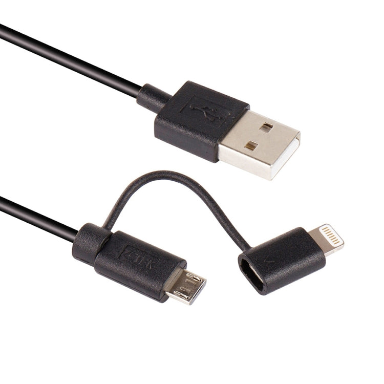 كابل شحن ومزامنة بيانات بطول 1 متر MFI 2 في 1 بمنفذ 8 بن + Micro USB 2.0 ذكر إلى USB