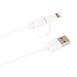 كابل شحن ومزامنة بيانات بطول 1 متر MFI 2 في 1 بمنفذ 8 بن + Micro USB 2.0 ذكر إلى USB