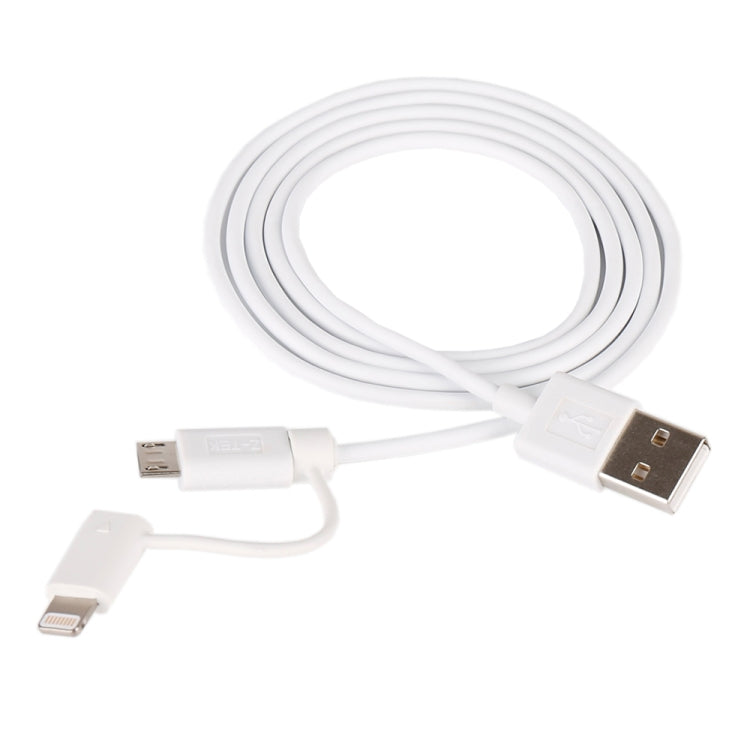 كابل شحن ومزامنة بيانات بطول 1 متر MFI 2 في 1 بمنفذ 8 بن + Micro USB 2.0 ذكر إلى USB