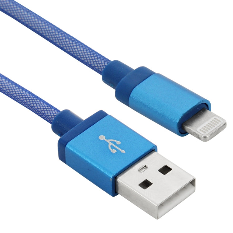 كابل بيانات / شاحن 8 دبابيس إلى USB برأس معدني بنمط شبكي، طول الكابل: 1م