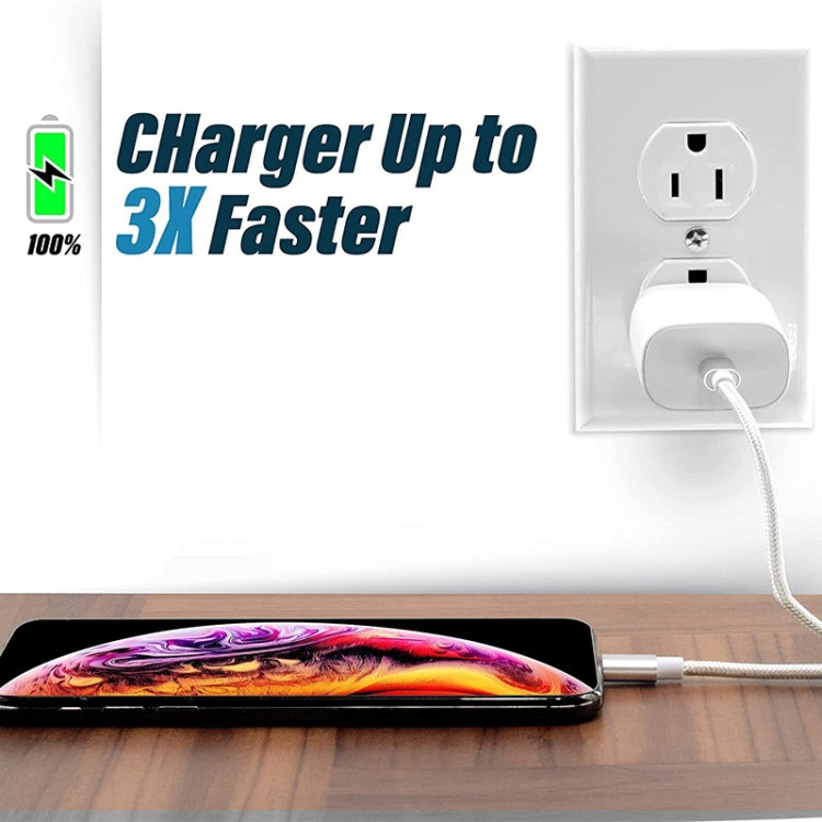 كابل بيانات / شاحن 8 دبابيس إلى USB برأس معدني بنمط شبكي، طول الكابل: 1م