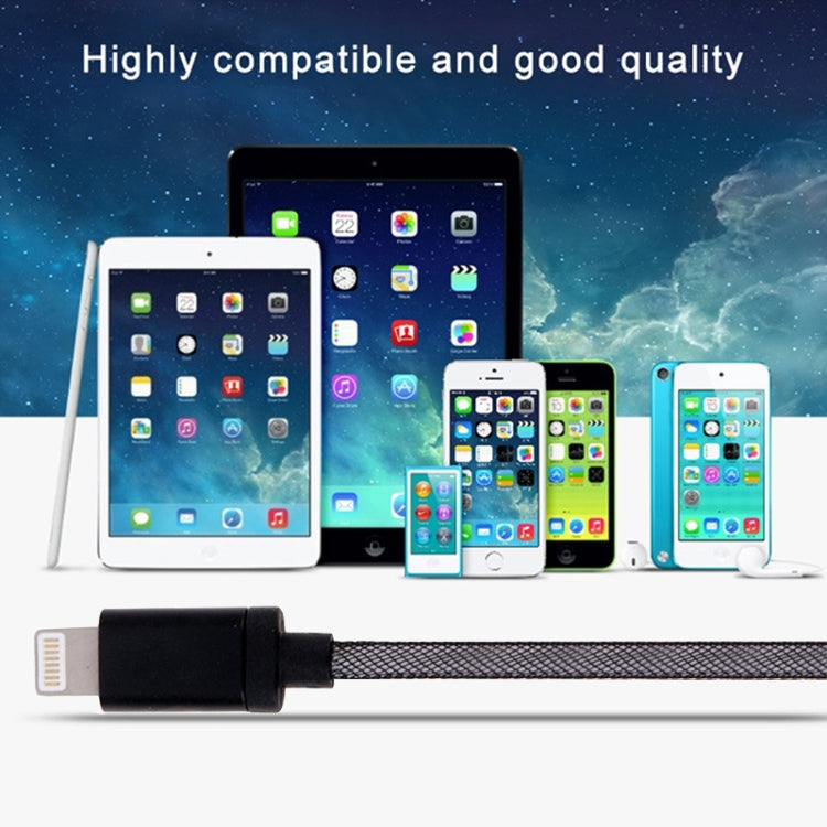 كابل بيانات / شاحن 8 دبابيس إلى USB برأس معدني بنمط شبكي، طول الكابل: 1م