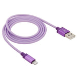 كابل بيانات / شاحن 8 دبابيس إلى USB برأس معدني بنمط شبكي، طول الكابل: 1م