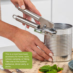 فتاحة علب وزجاجات متعددة الوظائف من الفولاذ المقاوم للصدأ، فضي