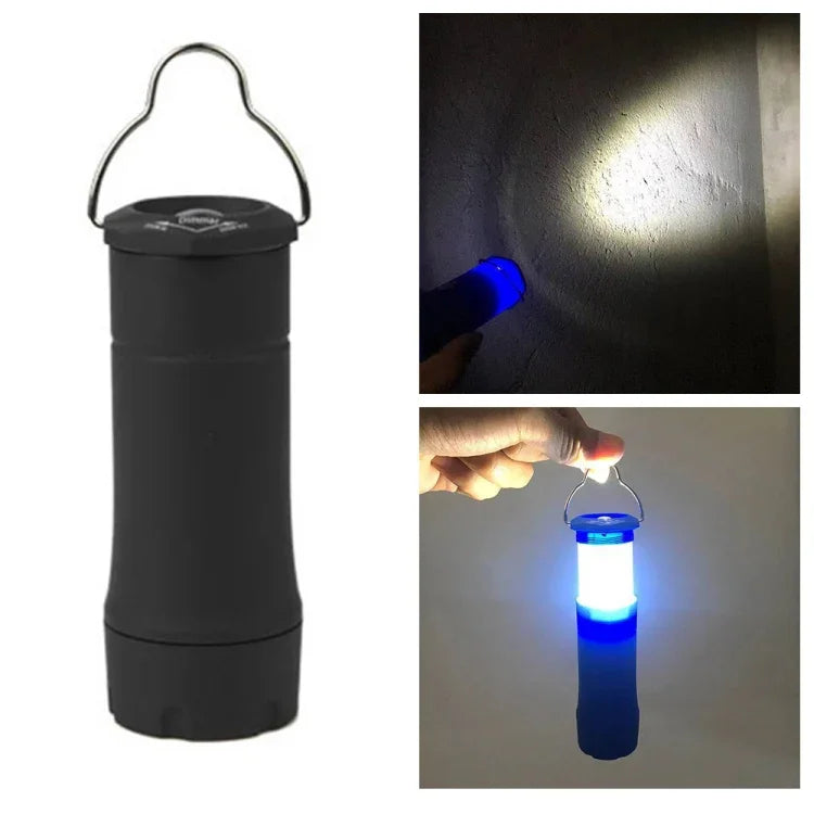 LED Flashlight Camping Lamp Handy Aluminum Ultra Bright Telescopic Torch with Clip