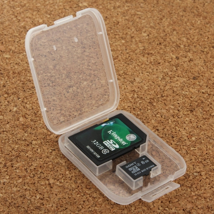 100Pcs Transparent Plastic Storage Card Box for SD Card + Micro SD Card(TF Card), SD+TF Card