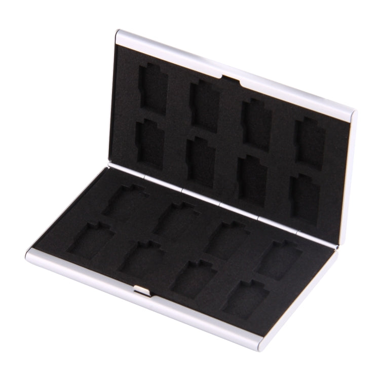 16 in 1 Memory Card Protective Case Box for 16 TF Cards, 8 TF + 8 TF Silver