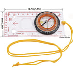 2 in 1 Compass with Map Measuring Ruler Lanyard Emergency Survival Tool, 2 in 1