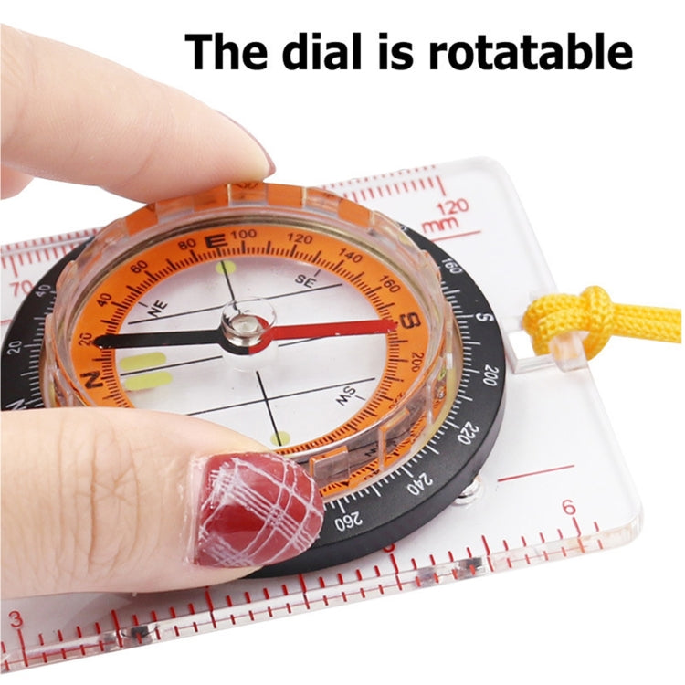 2 in 1 Compass with Map Measuring Ruler Lanyard Emergency Survival Tool, 2 in 1