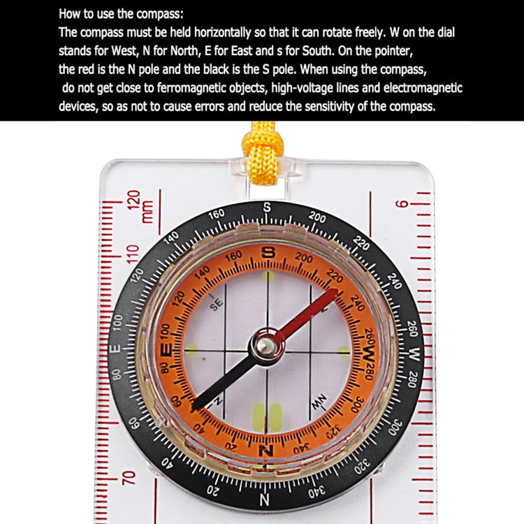 2 in 1 Compass with Map Measuring Ruler Lanyard Emergency Survival Tool, 2 in 1
