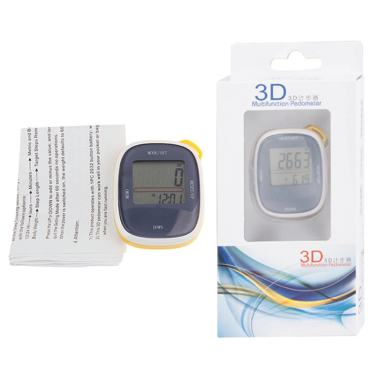 3D All Dimensional Multifunction Digital Electronic Pedometer Step Counter, 3D Yellow