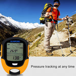 SUNROAD Multifunction LCD Digital Altimeter with Compass & Barometer & Thermometer & Hygrometer & Weather Forecast & LED Torch and Clock, Multifunction