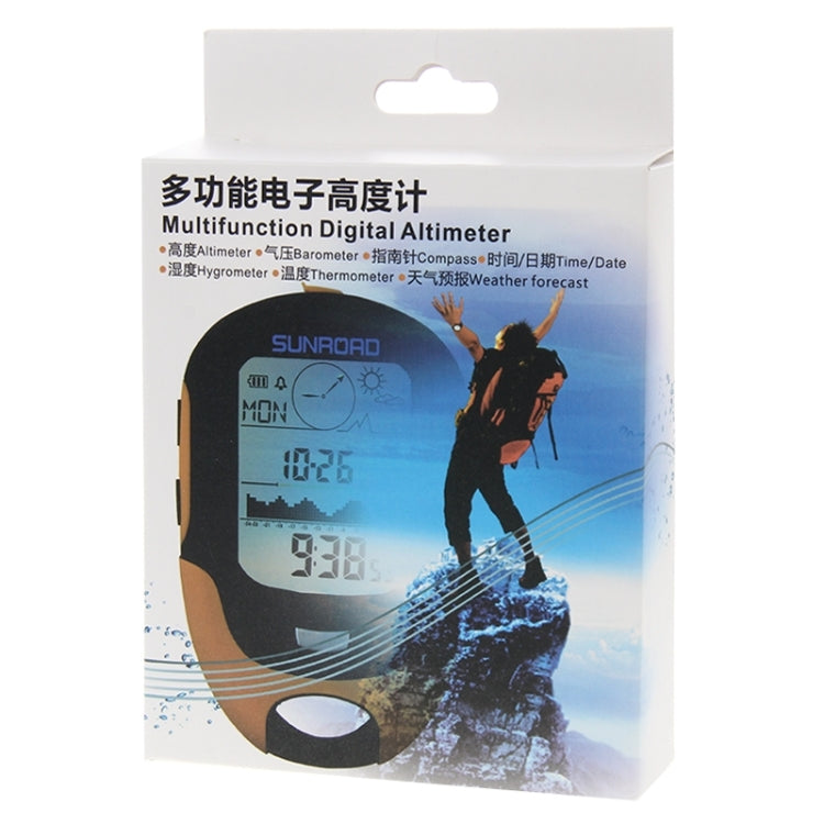 SUNROAD Multifunction LCD Digital Altimeter with Compass & Barometer & Thermometer & Hygrometer & Weather Forecast & LED Torch and Clock, Multifunction