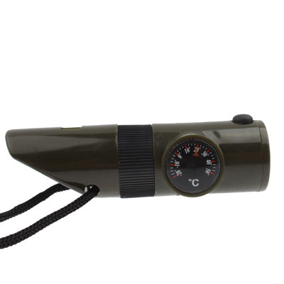 7 in 1 (Survival Whistle / Compass / Thermometer / LED Light / Magnifier / Retroreflector / String), 7 in 1  Survival Whistle