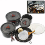 Outdoor Camping Ultra Light Weight 9 Piece Cookware Stackable Set, 9 Piece Cookware