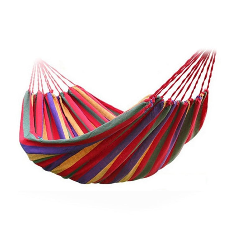 Strip Single Camping Outdoor Canvas Hammock, Size: 185cm x 80cm, 185cm x 80cm (Red), 260cm x 100cm (Blue)