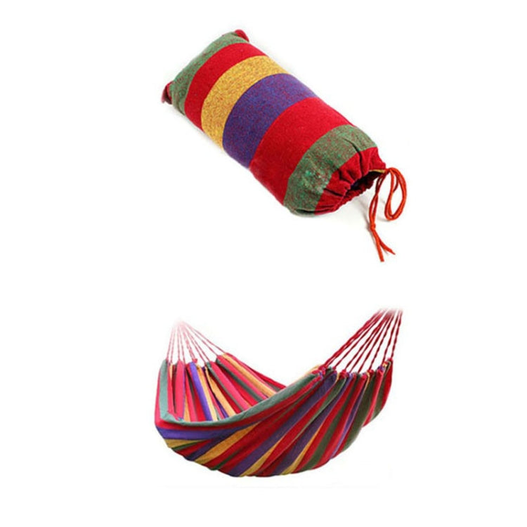 Strip Single Camping Outdoor Canvas Hammock, Size: 185cm x 80cm, 185cm x 80cm (Red), 260cm x 100cm (Blue)