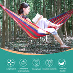 Strip Single Camping Outdoor Canvas Hammock, Size: 185cm x 80cm, 185cm x 80cm (Red), 260cm x 100cm (Blue)