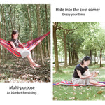 Strip Single Camping Outdoor Canvas Hammock, Size: 185cm x 80cm, 185cm x 80cm (Red), 260cm x 100cm (Blue)