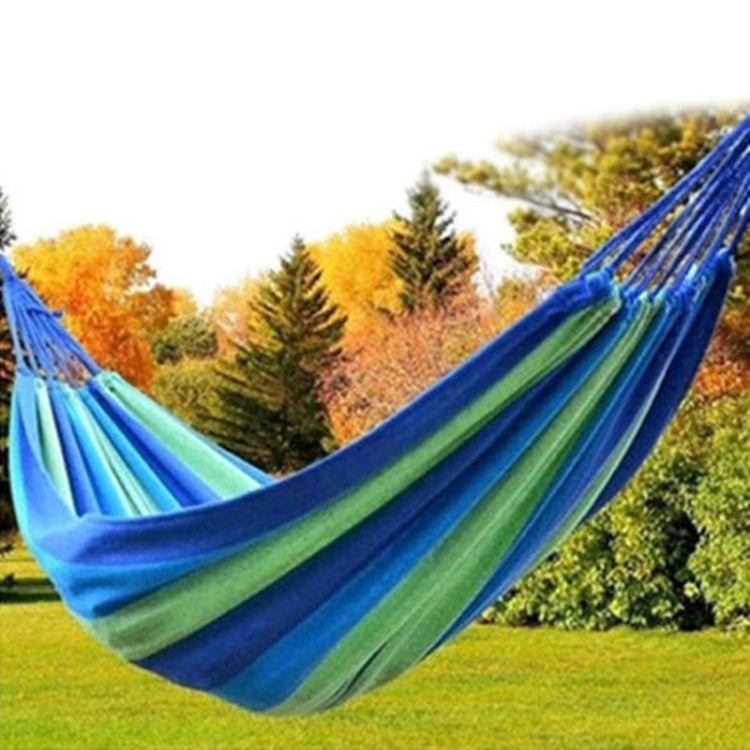 Blue Stripe Single Widening Camping Outdoor Canvas Hammock, Size: 190cm x 100cm, 190cm x 100cm (Blue)