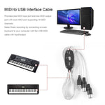كابل محول واجهة USB إلى MIDI للبيانو الكهربائي، الطول: 1.8م