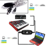كابل محول واجهة USB إلى MIDI للبيانو الكهربائي، الطول: 1.8م