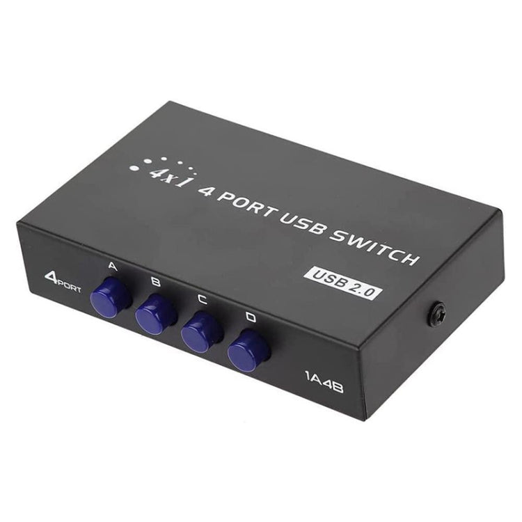 مفتاح مشاركة FENGJIE FJ-IA4B-C 4 منافذ USB 2.0 عالي السرعة مع مفتاح ضغط لأجهزة الكمبيوتر والطابعات والماسحات الضوئية، FENGJIE FJ-IA4B-C