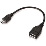 كابل محول Mini USB 5 دبابيس إلى USB 2.0 AF OTG، Mini USB، 12سم (أسود)