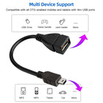كابل محول Mini USB 5 دبابيس إلى USB 2.0 AF OTG، Mini USB، 12سم (أسود)