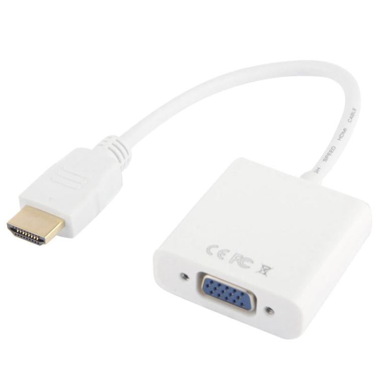 كابل HDMI إلى VGA مع مخرج صوت بدقة Full HD 1080P بطول 24سم لأجهزة الكمبيوتر / DVD / جهاز استقبال رقمي / لابتوب / هاتف محمول / مشغل وسائط، الطول: 24سم (أبيض)