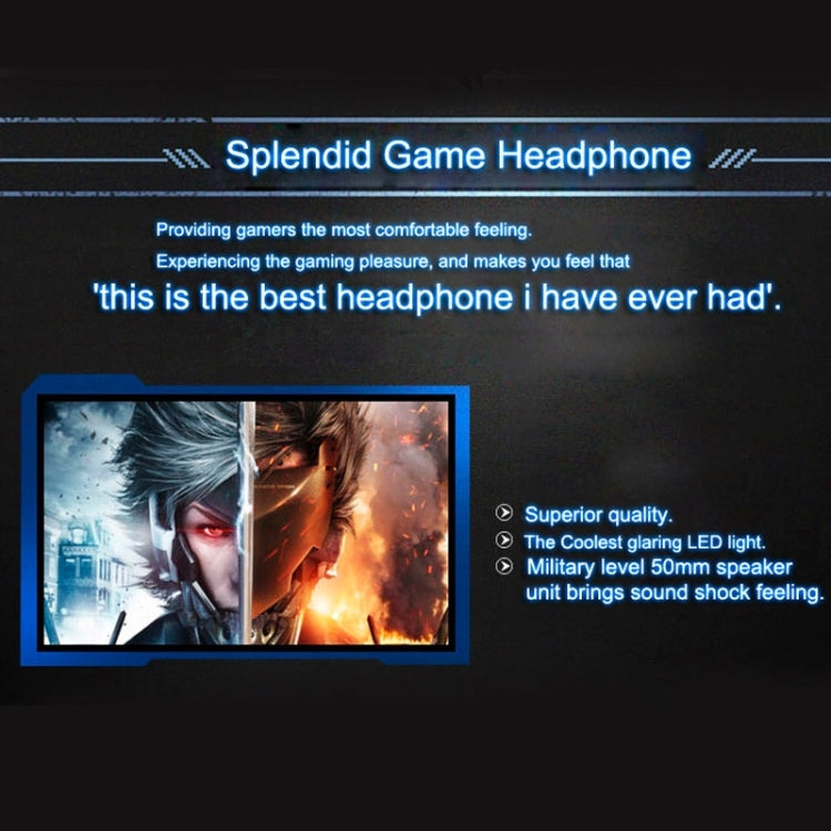 EACH G2000 Over-ear Stereo Bass Gaming Headset with Mic & LED Light for Computer, Cable Length: 2.2m