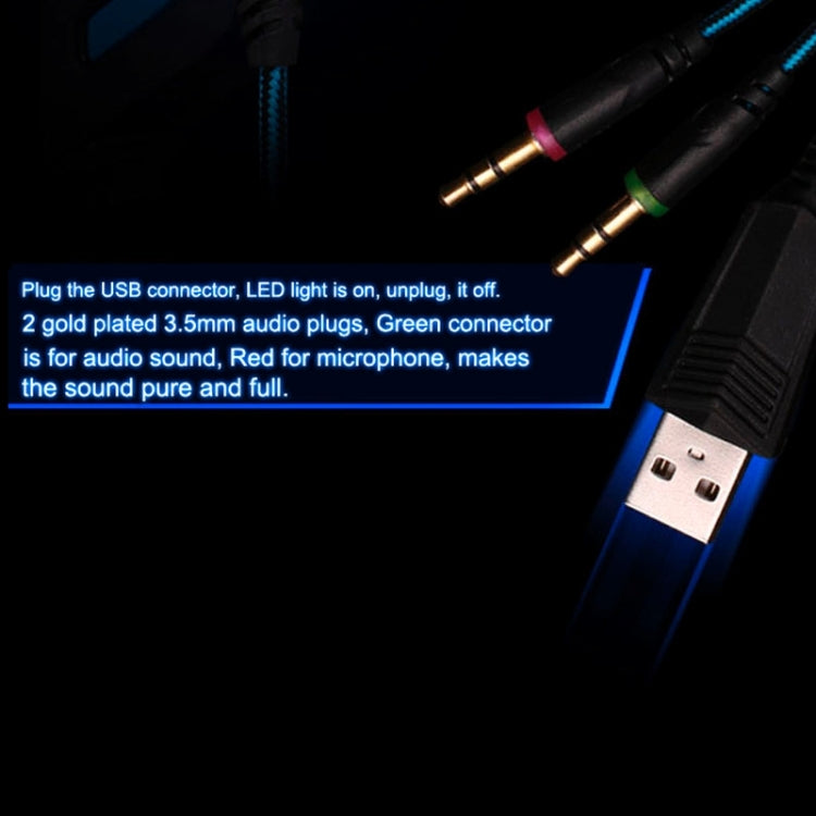 EACH G2000 Over-ear Stereo Bass Gaming Headset with Mic & LED Light for Computer, Cable Length: 2.2m