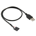 كابل محول من رأس أنثى للوحة الأم 5 دبابيس إلى USB 2.0 ذكر، الطول: 50 سم، من 5 دبابيس للوحة الأم إلى USB