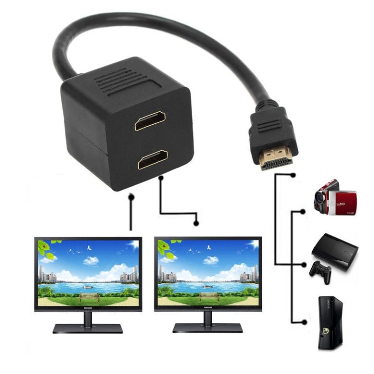 موزع HDMI بطول 30 سم Y مع موصلين مطليين بالذهب، 1 إلى 2 (مطلي بالذهب)