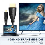 كابل Micro HDMI ذكر مطلي بالذهب 3D 1080P بطول 1 متر إلى HDMI ذكر للأجهزة المحمولة والكاميرات وجوبرو، Micro HDMI مطلي بالذهب، الطول: 1 متر