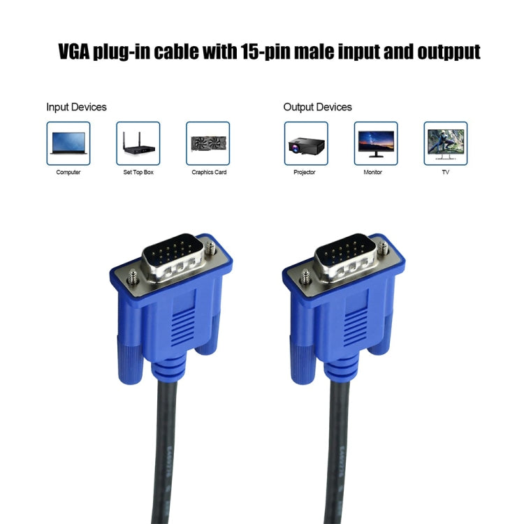 كابل VGA 15 دبوس ذكر إلى VGA 15 دبوس ذكر عالي الجودة بطول 5 متر لشاشة LCD / جهاز عرض، 5 متر