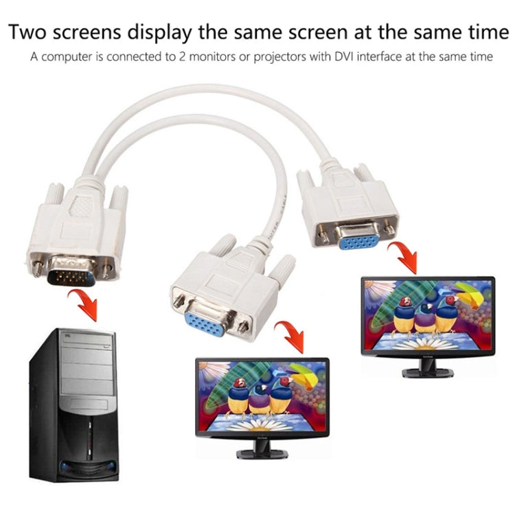 كابل مقسم VGA SVGA HDB15 ذكر إلى 2 أنثى، الطول: 32.5 سم، S-PC-0415، S-PC-0415A