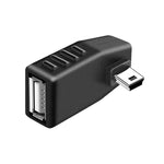 محول USB صغير ذكر إلى USB 2.0 أنثى، يدعم وظيفة OTG، بزاوية 90 درجة لليسار، بزاوية 90 درجة لليمين