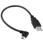 كابل محول USB صغير ذكر بزاوية 90 درجة إلى USB 2.0 AM، الطول: 25 سم، USB صغير بزاوية يمين
