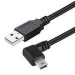 كابل محول USB صغير ذكر بزاوية 90 درجة إلى USB 2.0 AM، الطول: 25 سم، USB صغير بزاوية يمين